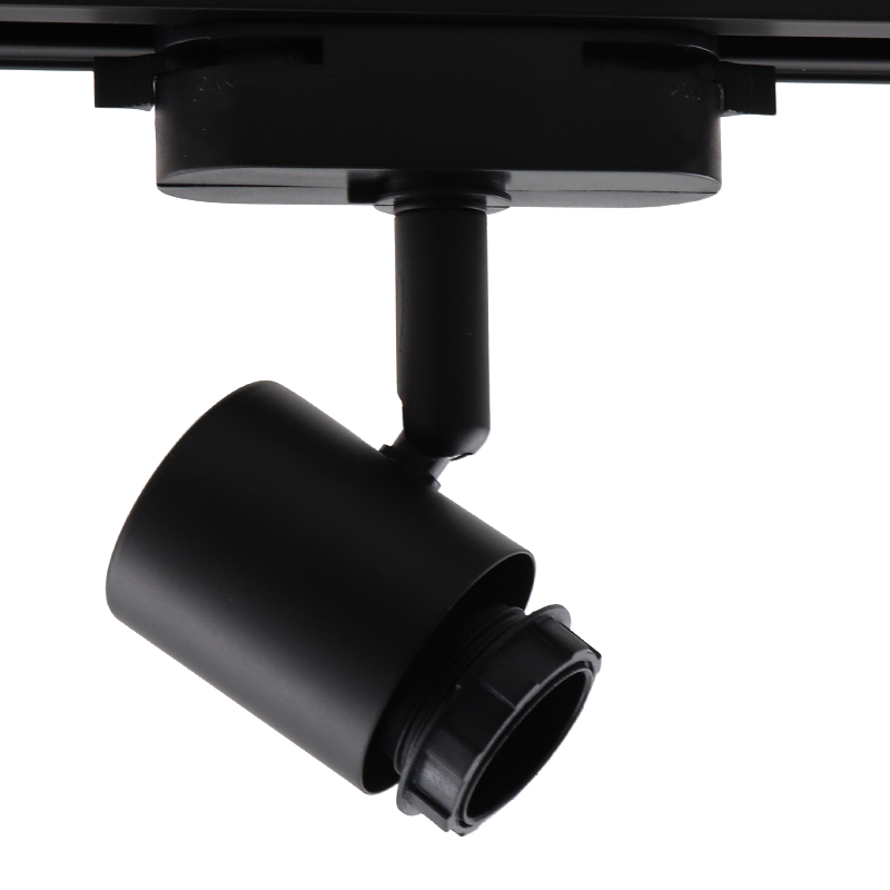 Foco de carril monofásico negro de plástico,