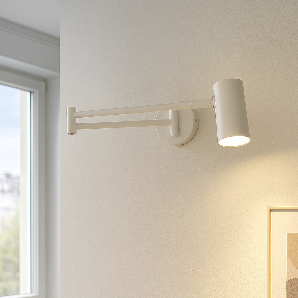 Foco de pared blanco moderno, Elena, con interruptor