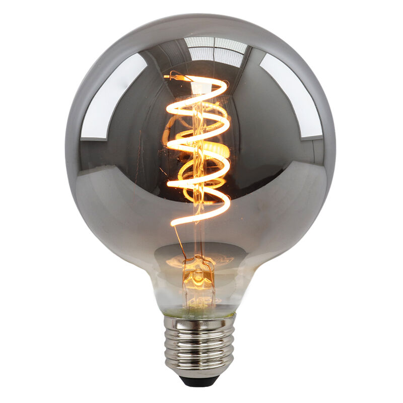 E27 LED bombilla regulable, Tuelo, G95, 4w, vidrio humo, 2200K
