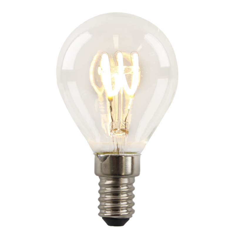 Olucia bombilla LED filamento E14 regulable Tuelo, P45, 4W, 2700K
