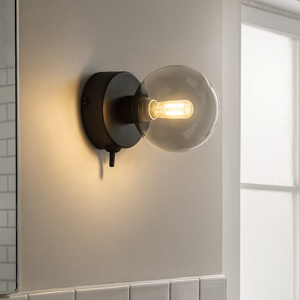 Aplique baño negro moderno, Amer, IP44