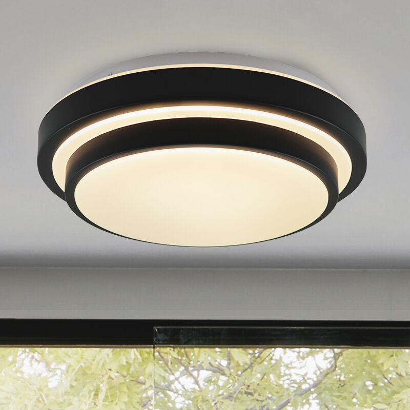 Lámpara de techo baño negra moderna, Jaro, 12W, 3000K LED, IP44