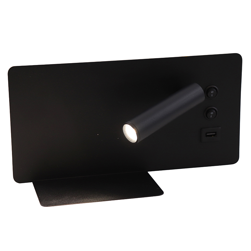 Aplique negro moderno, Stanley, 10W, 4000K LED, con interruptor