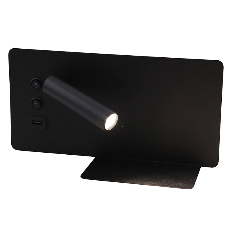 Aplique negro moderno, Stanley, 10W, 4000K LED, con interruptor