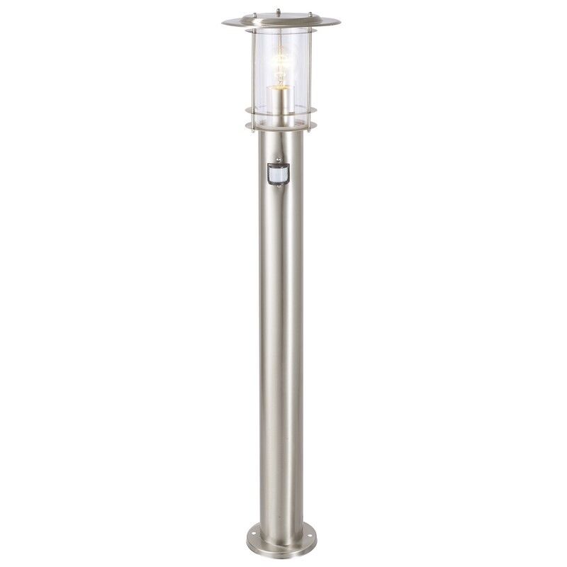 Lámpara de pie exterior con sensor de movimiento cromada de metal, Shamayra, IP44