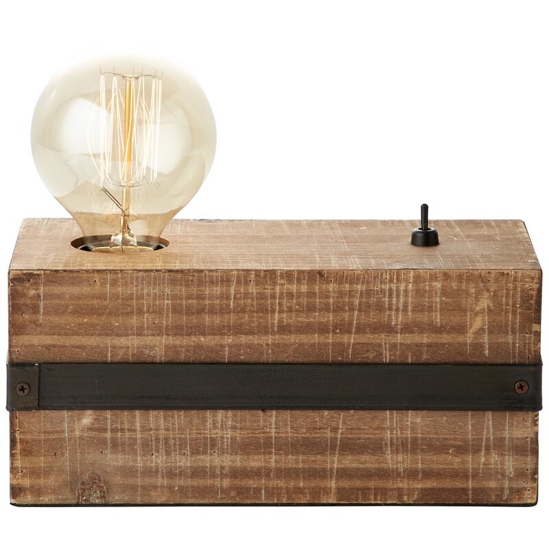 Lámpara de mesa de madera negra, Asli, con interruptor