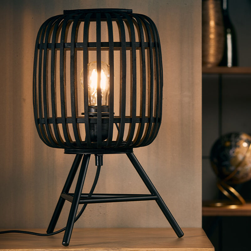 Lámpara de mesa de madera negra, Brain