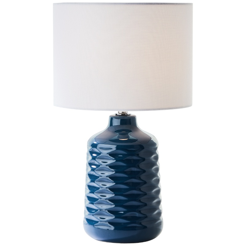 Lámpara de mesa azul retro, Roelf, con interruptor
