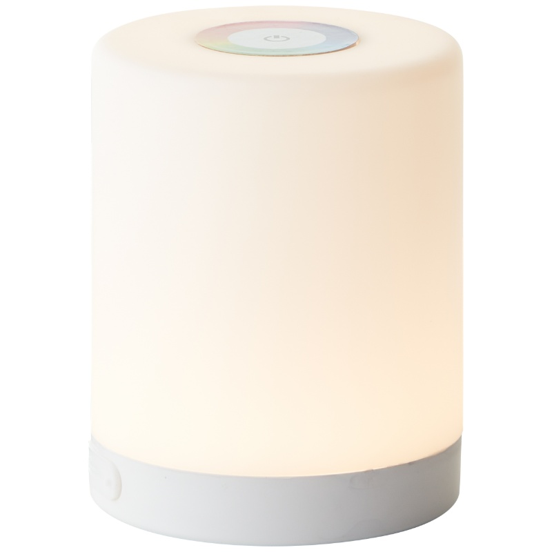 Lámpara de mesa exterior blanca moderna, Maezon, 1W, RGBW LED, IP44, con regulador táctil