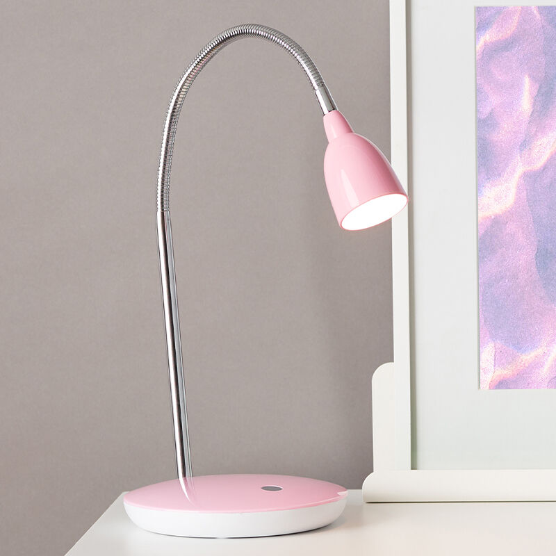 Flexo rosa de plástico, Kit, 3W, 3000K LED, con interruptor