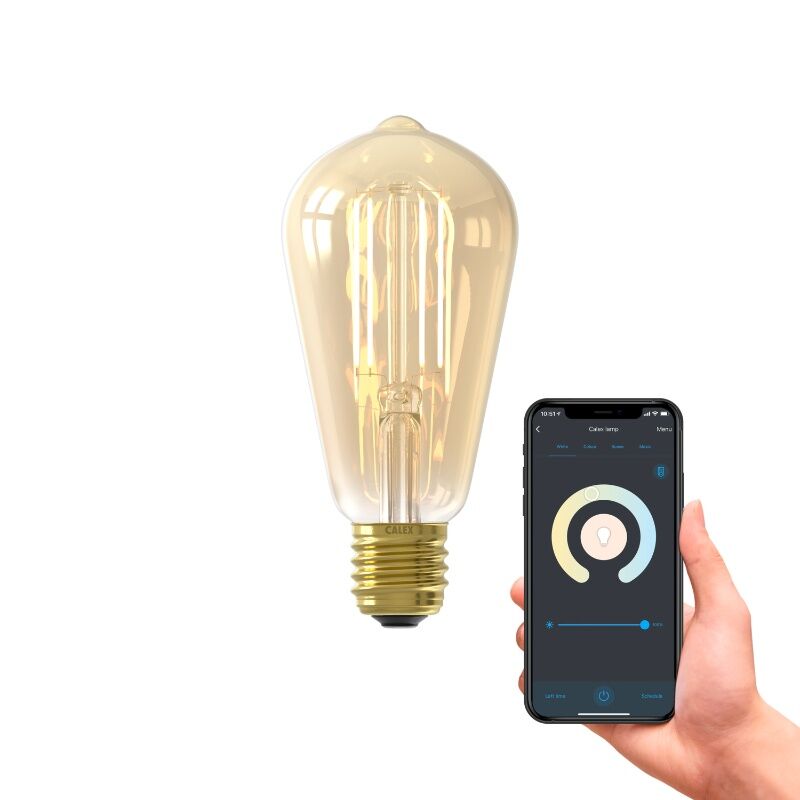 Calex bombilla inteligente LED E27 ámbar, 7W, 1800-3000K