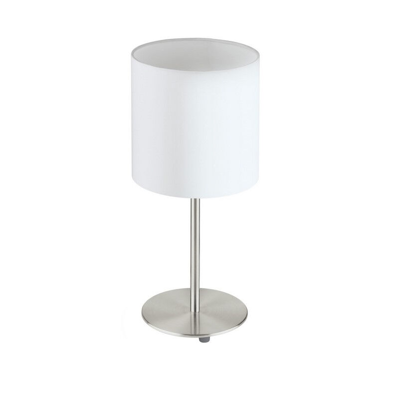 Lámpara de mesa blanca de tela, Abano, con interruptor