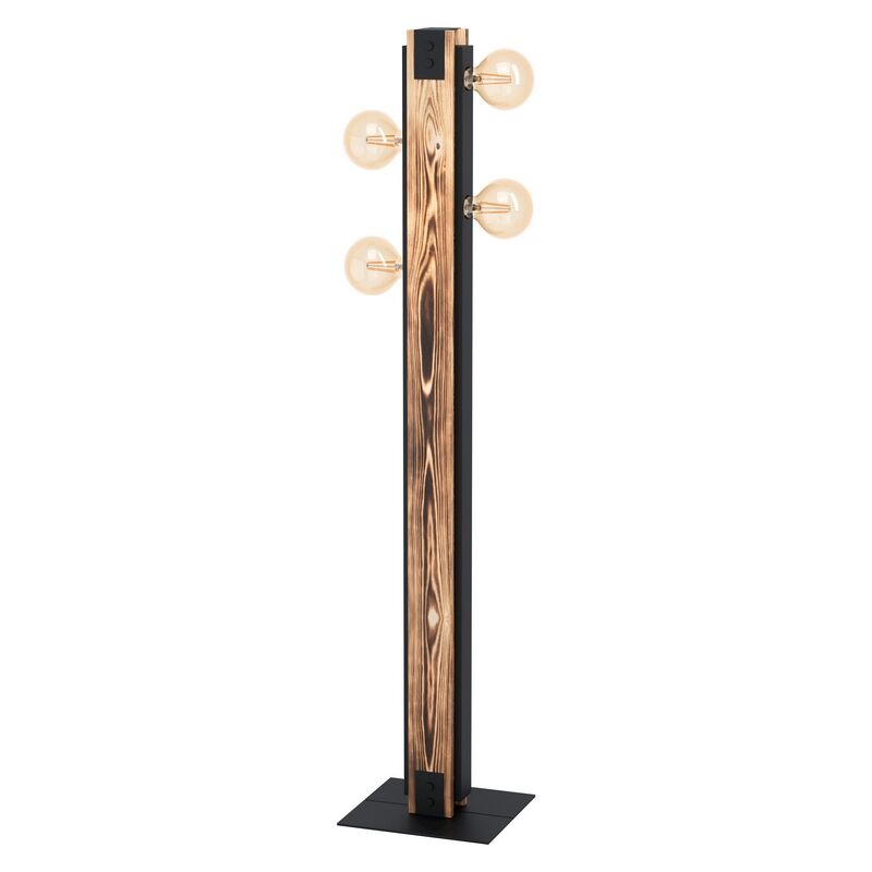 Lámpara de pie de madera marrón, Dragana, con interruptor