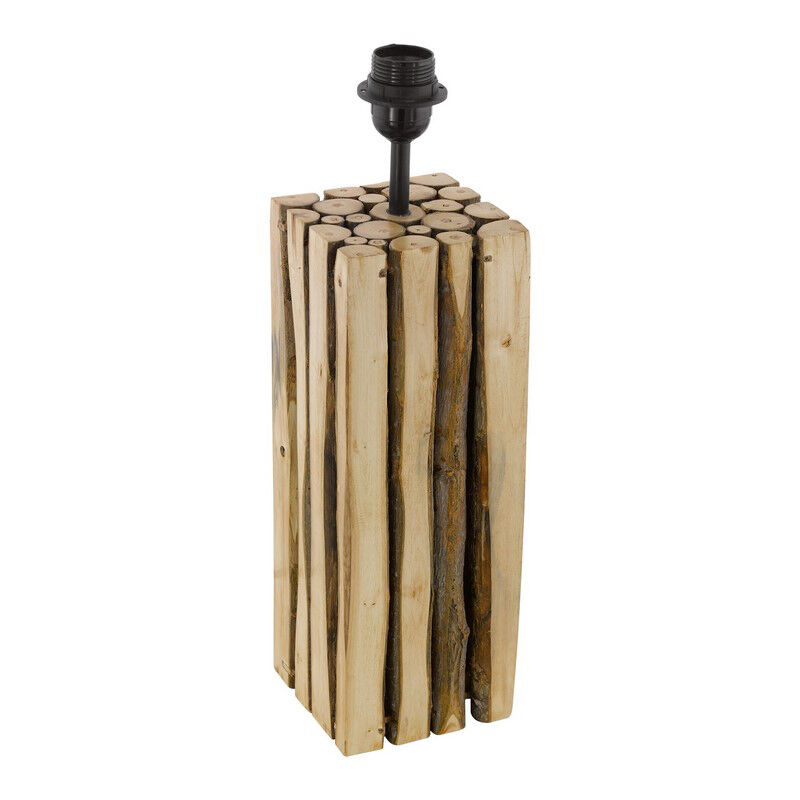 Lámpara de mesa sin pantalla de madera marrón, Kick, con interruptor