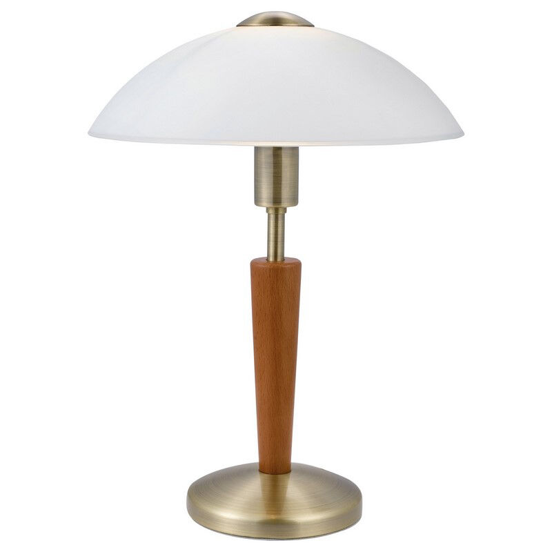 Lámpara de mesa bronce de madera, Miam, con regulador táctil