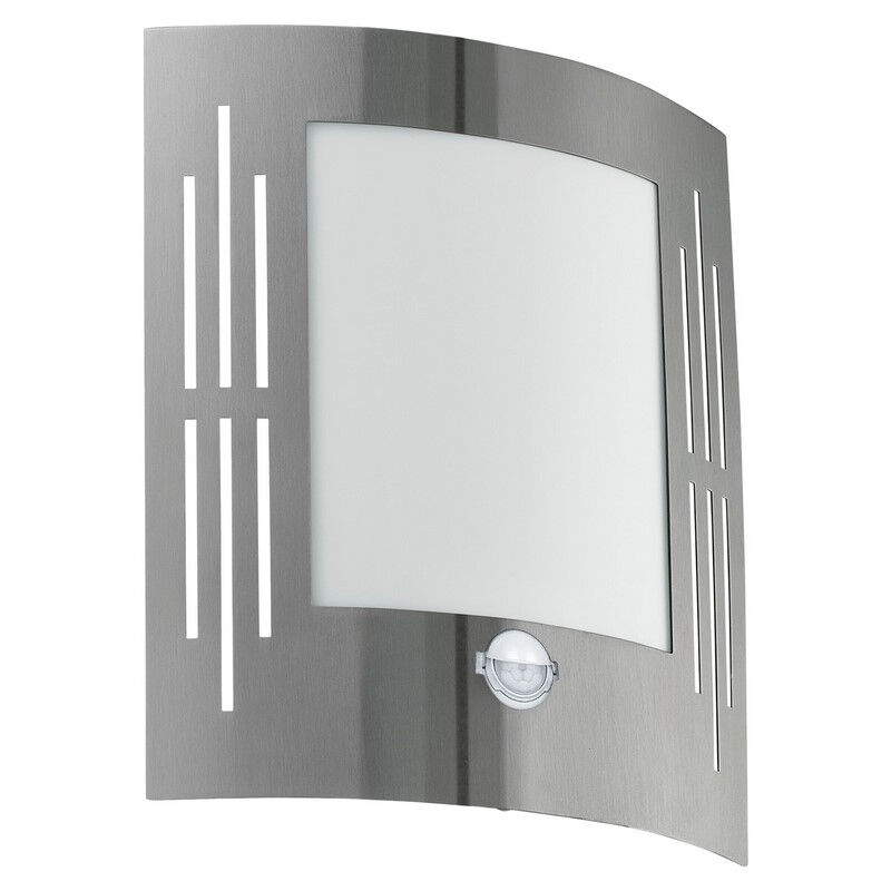 Aplique exterior con sensor de movimiento plateado de plástico, Elyana, IP44