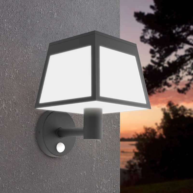 Aplique solar exterior negro de plástico, Imelda, 7,5W, 3000K LED, IP65