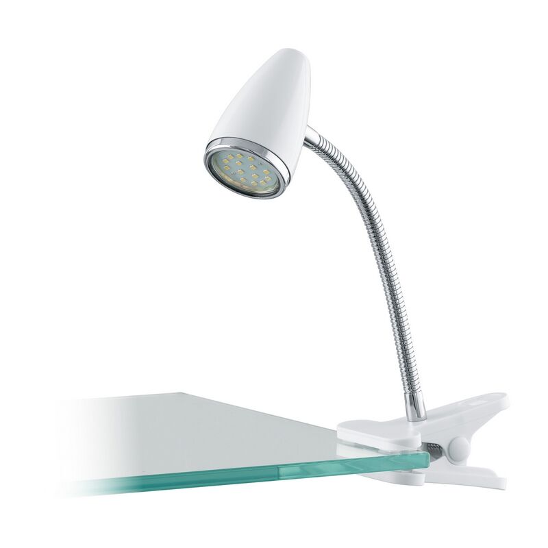 Lámpara de pinza cromada de plástico, Silvie, con interruptor
