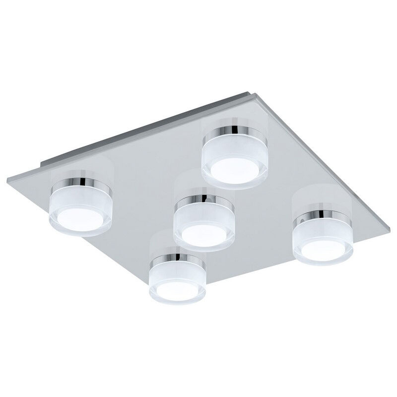 Lámpara de techo cromada de plástico, Busra, 7W, 3000K LED, IP44