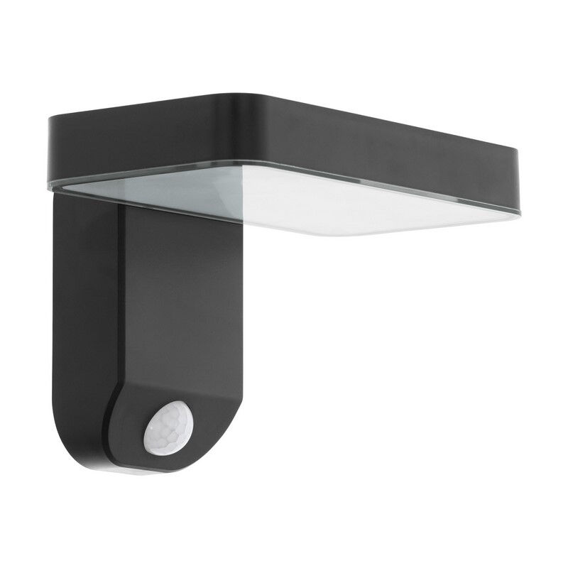 Aplique solar exterior negro de plástico, Fulco, 5W, 3000K LED, IP44