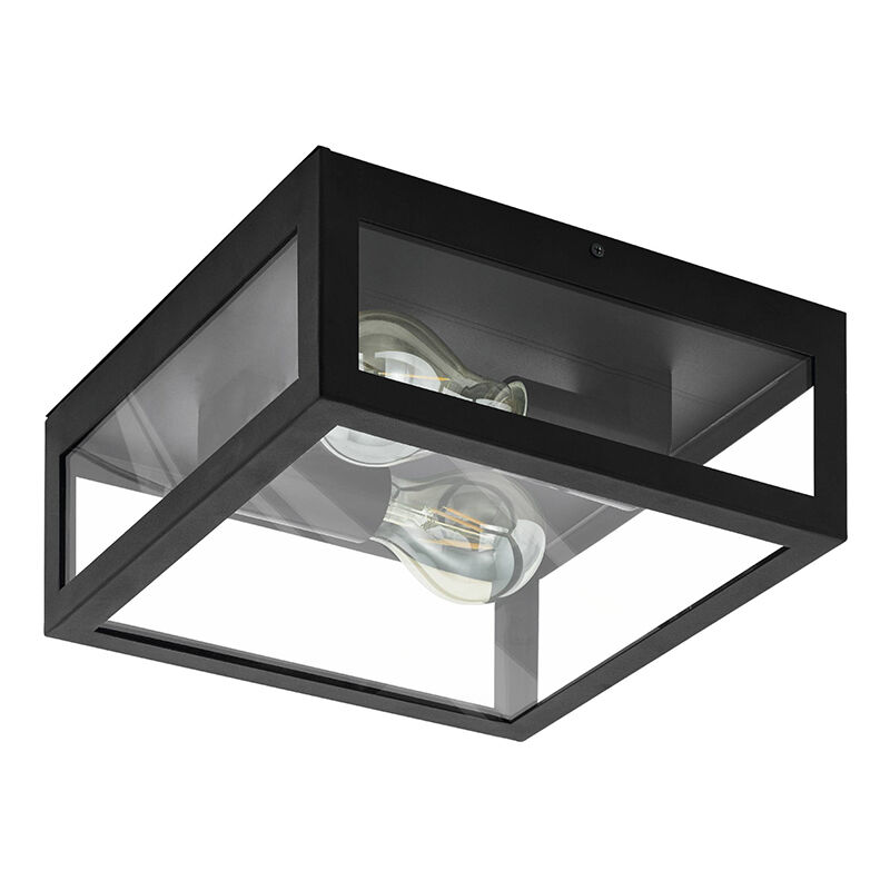 Lámpara de techo baño negra de vidrio, Amadou, IP44