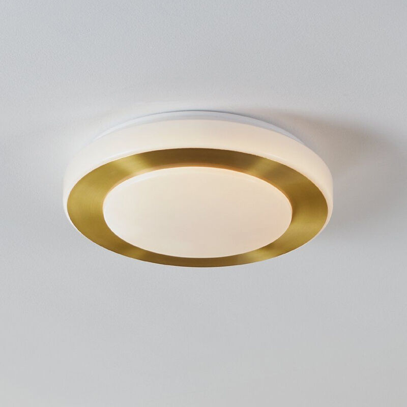 Lámpara de techo baño dorada de plástico, Amina, 3,6W, 3000K LED, IP44