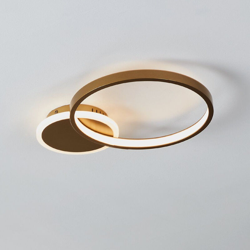 Lámpara de techo dorada de aluminio, Sivan, 15W, ajustable entre luz blanco cálido y frío LED, regulable en 3 pasos
