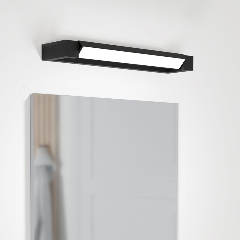 Espejo con luces negro de aluminio, Shukri, 8,9W, 4000K LED, IP44