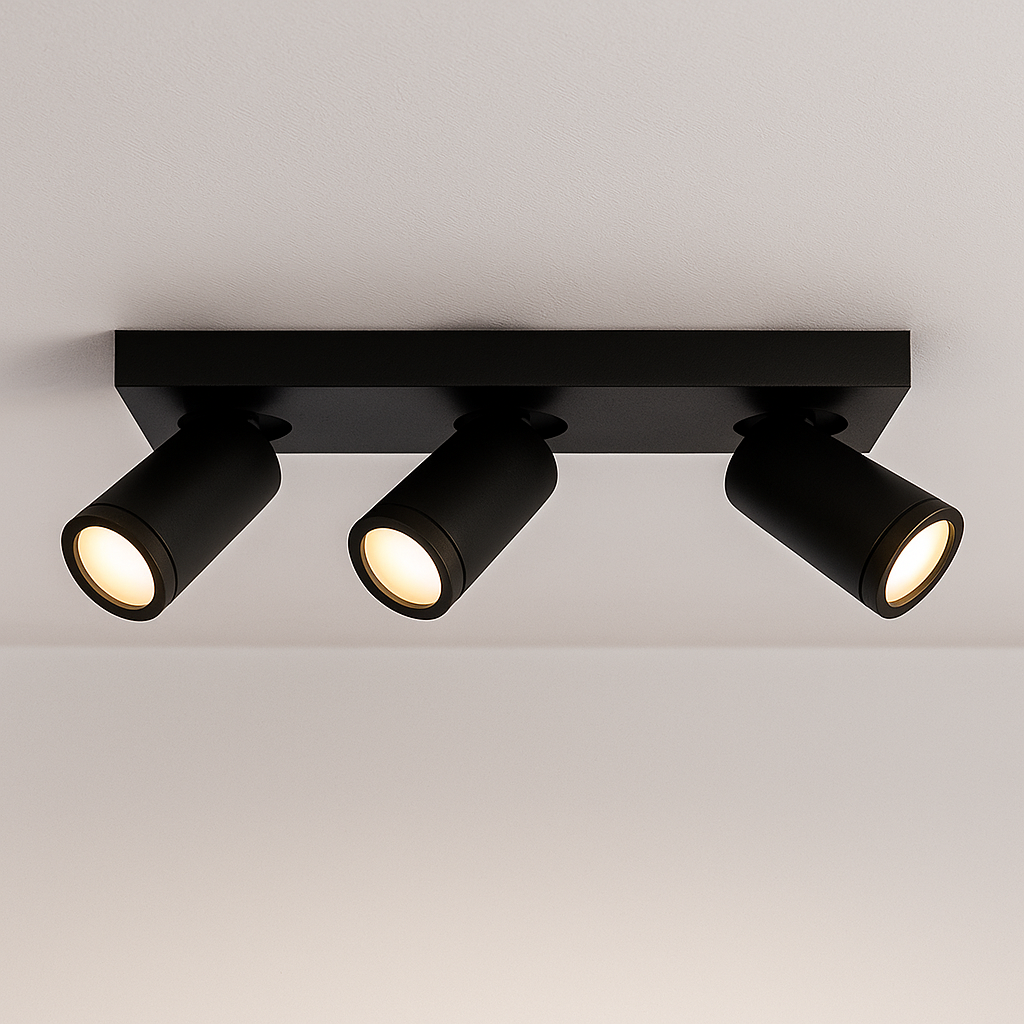 Foco de techo negro moderno, Kenan, IP44