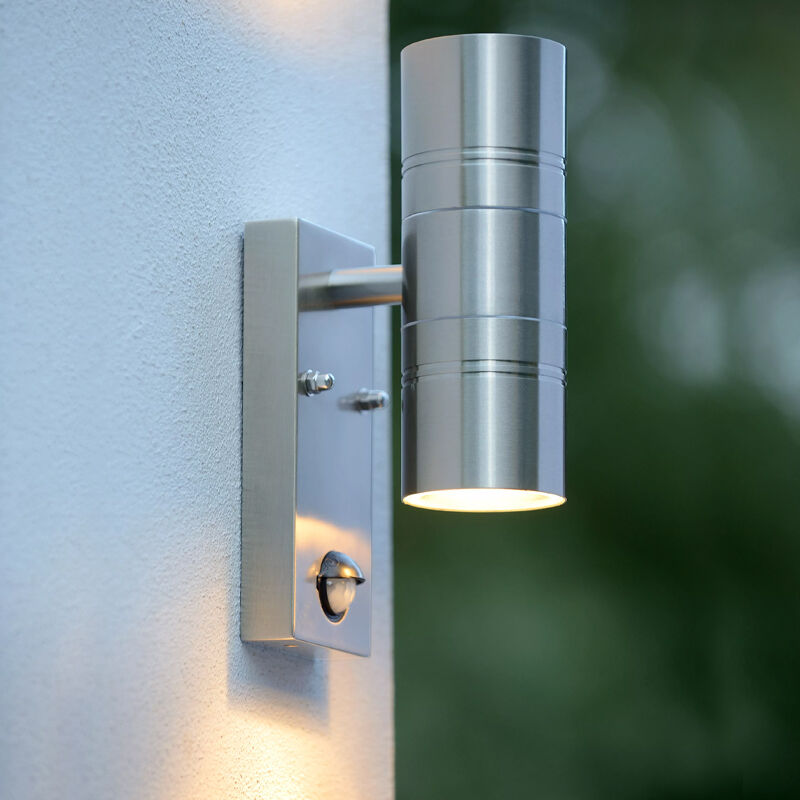 Aplique exterior con sensor de movimiento moderno cromado, Arne, IP44