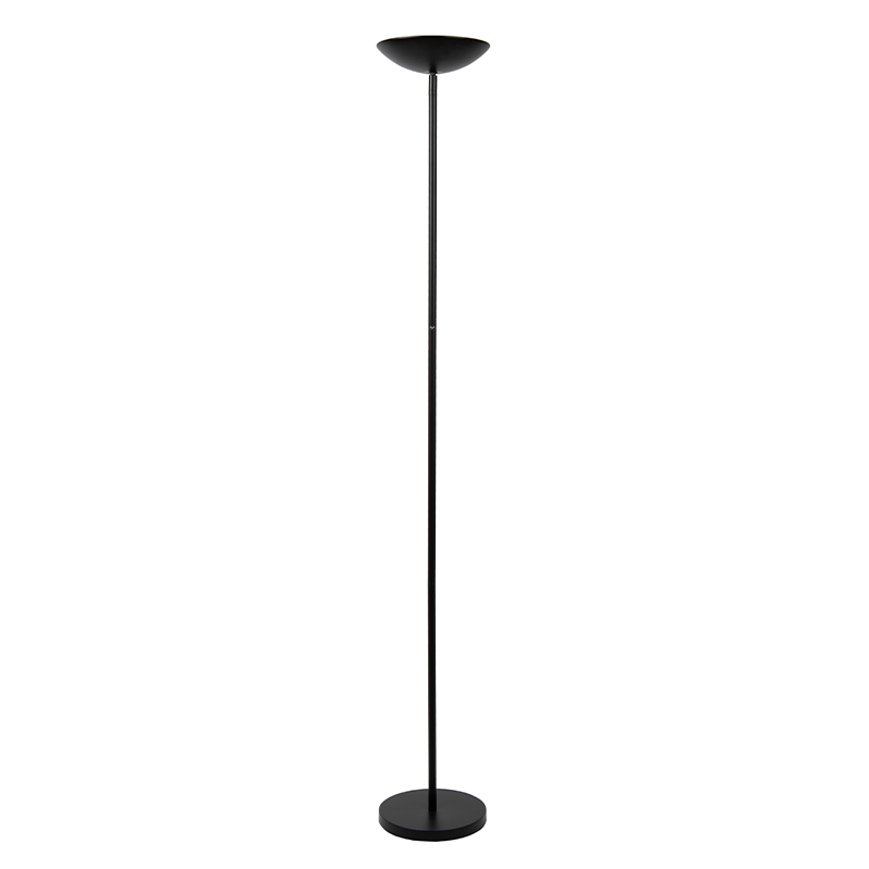 Lámpara de pie de lectura moderna negra, Zenith, 20W, 3000K LED, con regulador táctil
