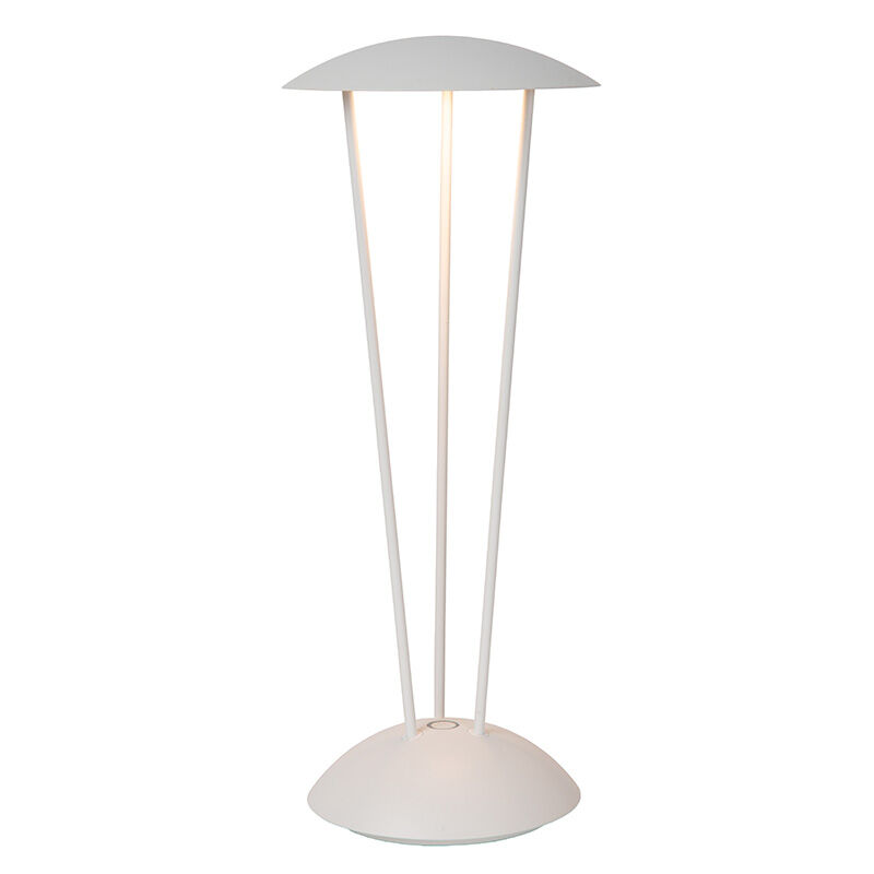 Lámpara de mesa recargable para exterior moderna blanca, Renee, 2,2W, 2700K LED, IP54, con regulador táctil