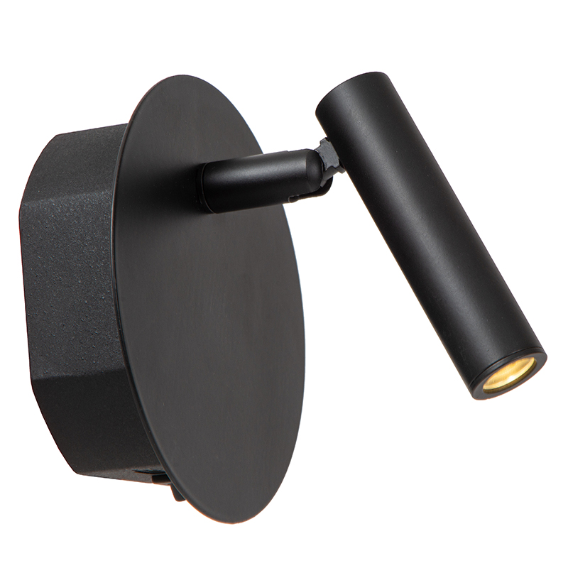 Lámpara de cama moderna negra, Jolijn, 2W, 3000K LED, con interruptor