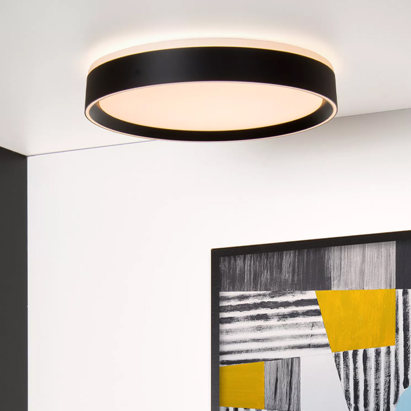 Plafón de techo moderno negro, Nuria, 24W, 2700K LED