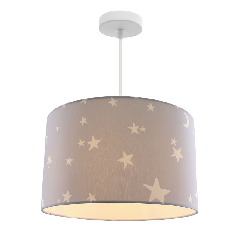 Lámpara colgante infantil gris de tela, Stars
