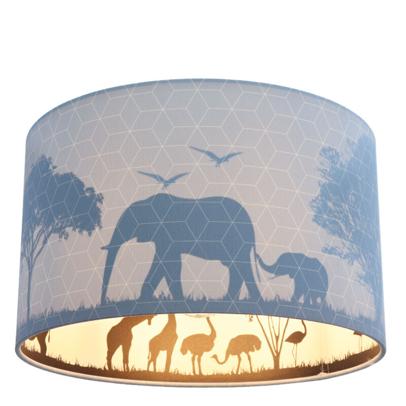 Lámpara de techo infantil azul de tela, Safari