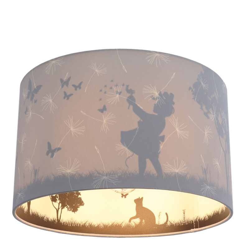 Lámpara de techo infantil gris de tela, Butterfly