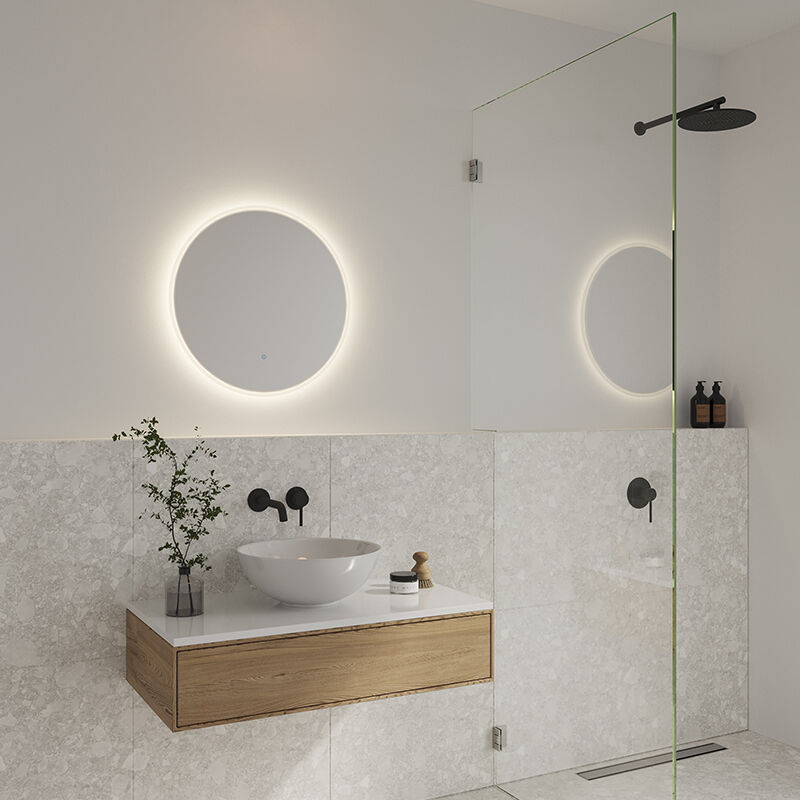 Espejo retroiluminado moderno gris, Dovina, 20W, 4000K LED, IP44, con interruptor