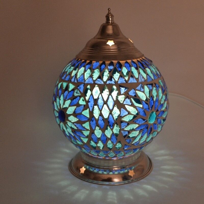 Lámpara de mesa azul oriental, Sabri