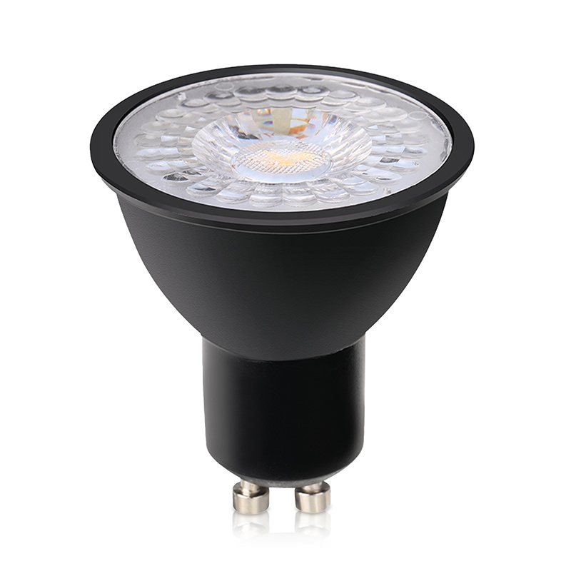 Bombilla LED GU10 regulable Antonie, negro, 7W, 2700K