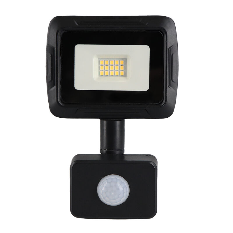 Foco proyector con sensor de aluminio negro, Miro, 10W, 3000K LED, IP65