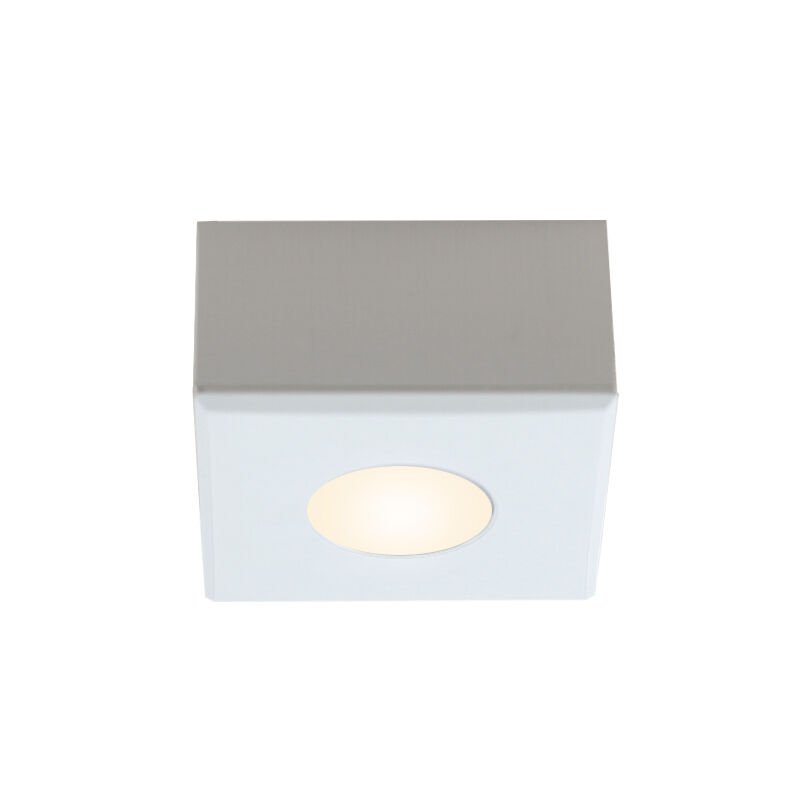 Aplique de techo cuadrado blanco para porche Fredo, IP44, regulable