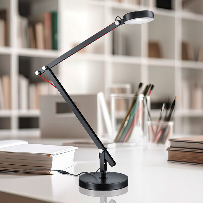 Lámpara de mesa moderna negra, Pardoes, 5W, 3000K LED, con interruptor