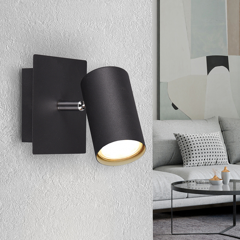 Foco de pared moderno negro, Kaso