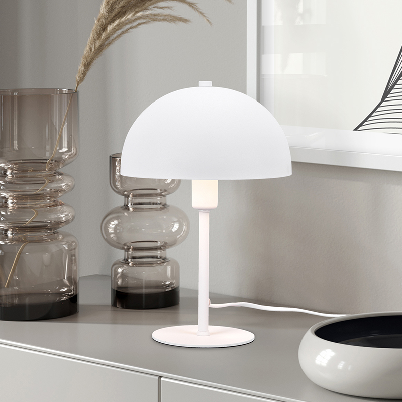 Lámpara de mesa moderna blanca, Fransisca, con interruptor