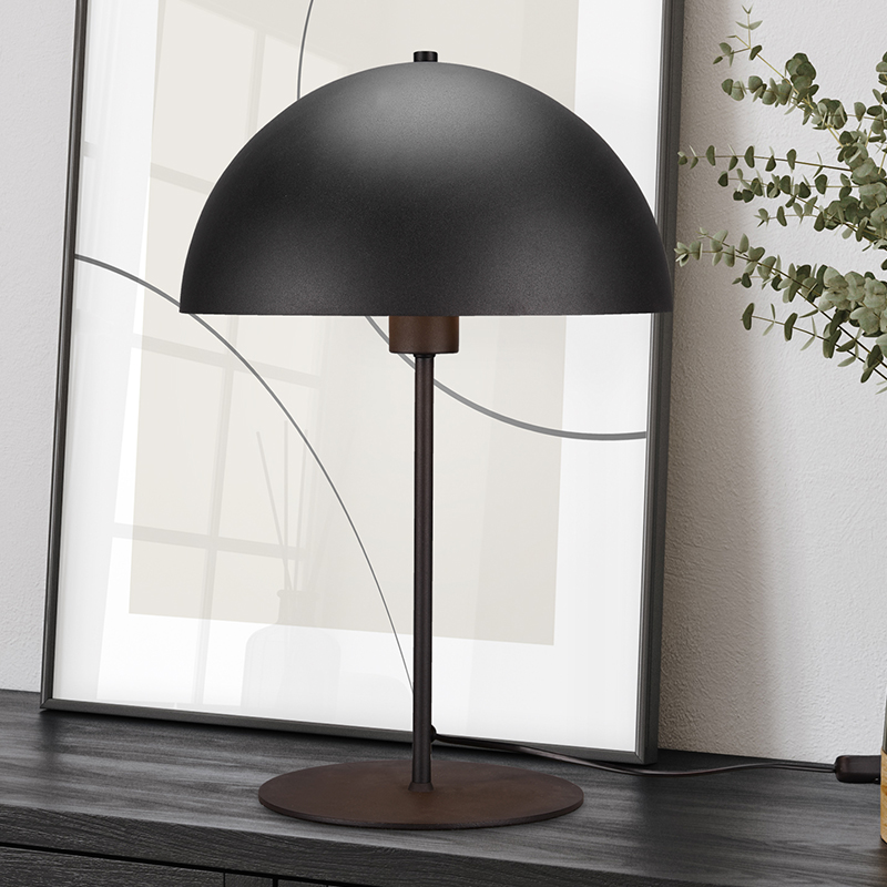 Lámpara de mesa moderna negra, Fransisca, con interruptor