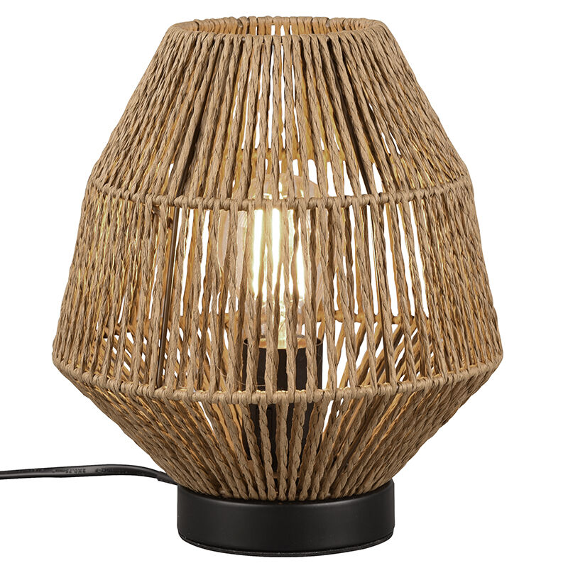 Lámpara de mesa de ratán marrón, Fleurtje, con interruptor