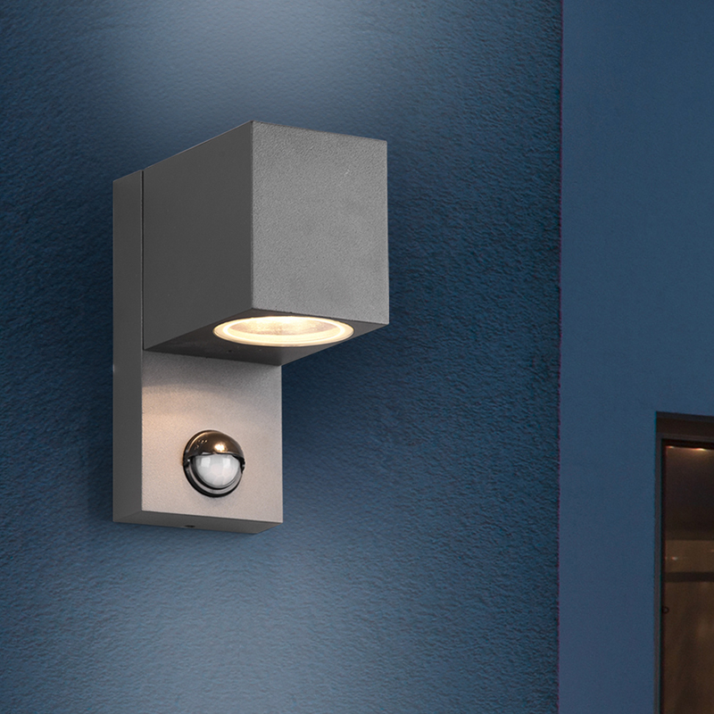 Aplique exterior con sensor de movimiento moderno antracita, Laurien, IP44
