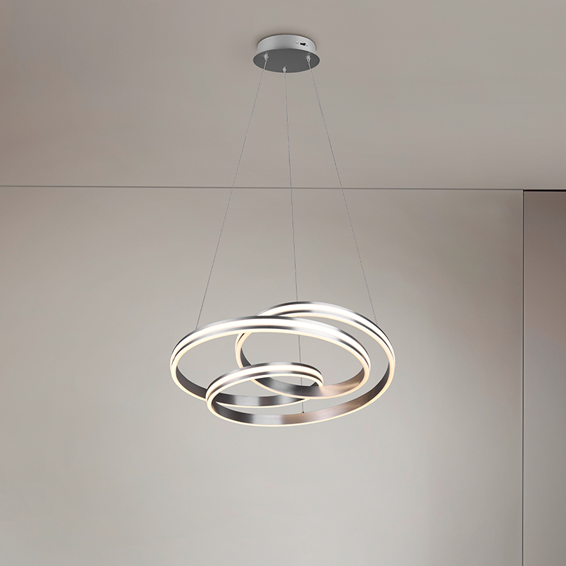 Lámpara colgante moderna níquel, Elyse, 60W, color de luz ajustable LED