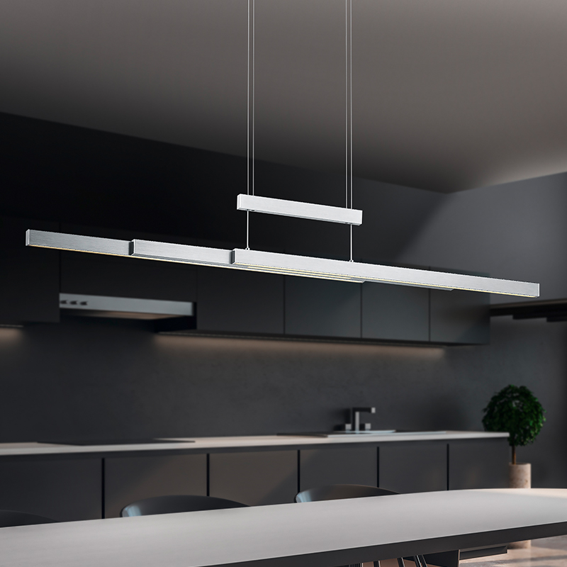Lámpara colgante moderna níquel, Jessey, 42W, ajustable entre luz blanco cálido y frío LED, con regulador táctil